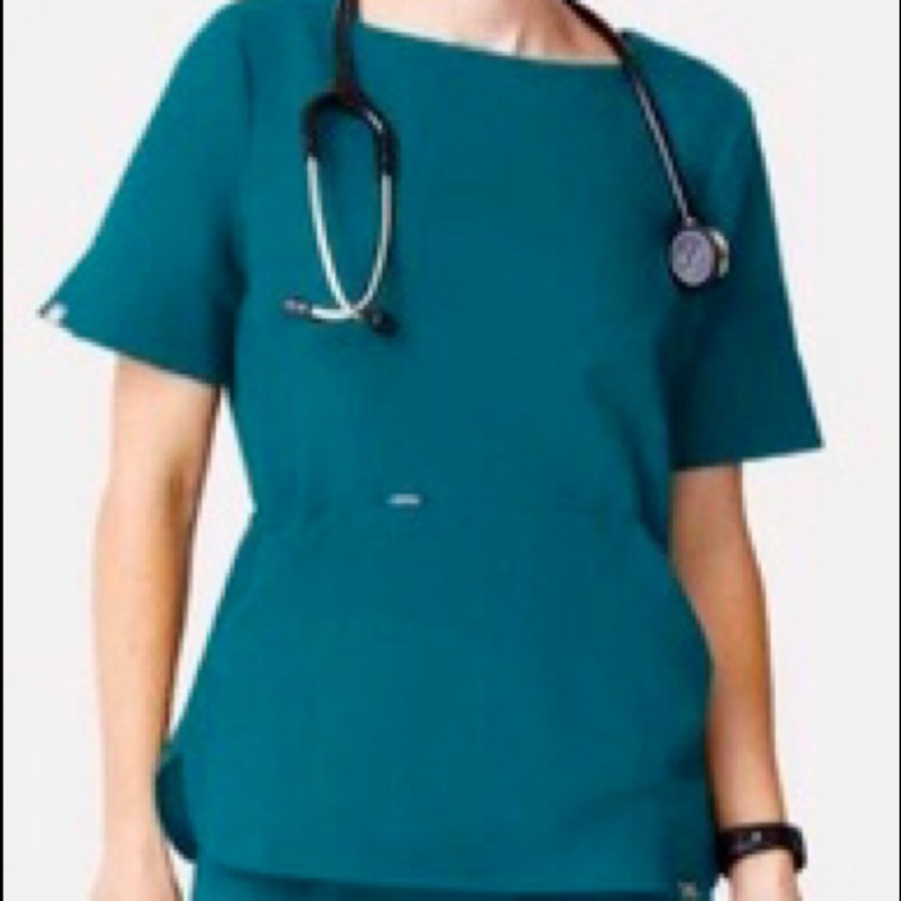 FIGS Small Caribbean Blue Remera Convertible Top